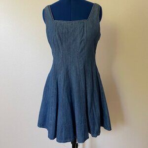 LOFT Seamed Fit and Flare Chambray Mini Dress - Size 8